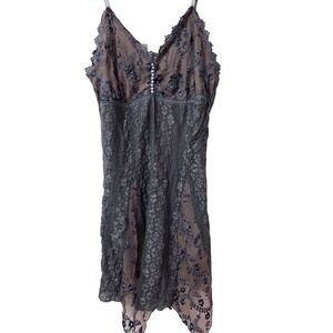 Y2k Tunic Top Fairy Whimsy lace gray size small Asymmetrical Hem